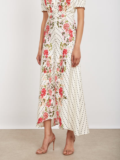 Lea Long Dress in Rouge Polka Dot