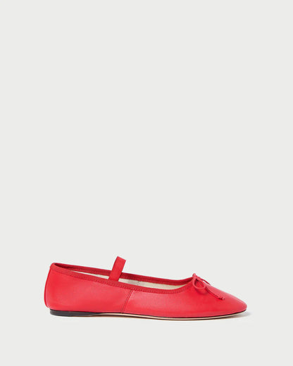 Leonie Red Leather Ballet Flat