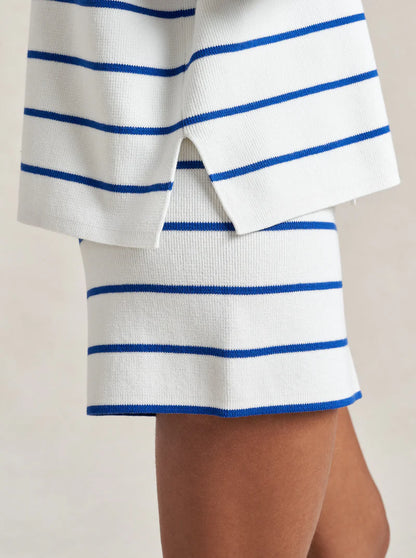Leo Sweater in Cream/Cobalt