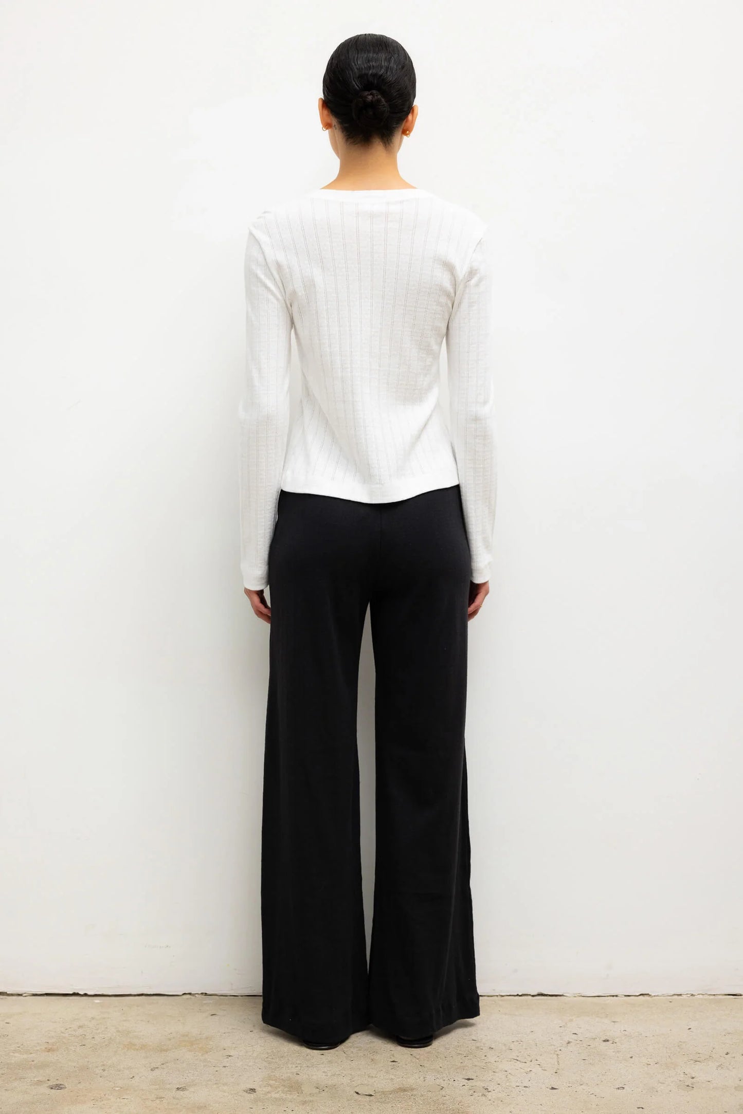 Pointelle Classic Crew Cardigan in White