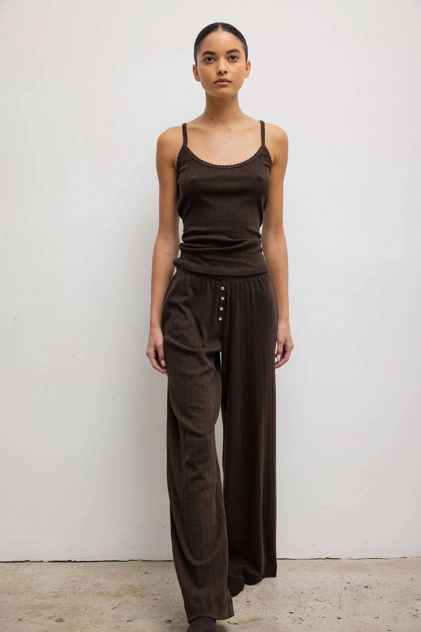 Pointelle Boxer Pant in Choco