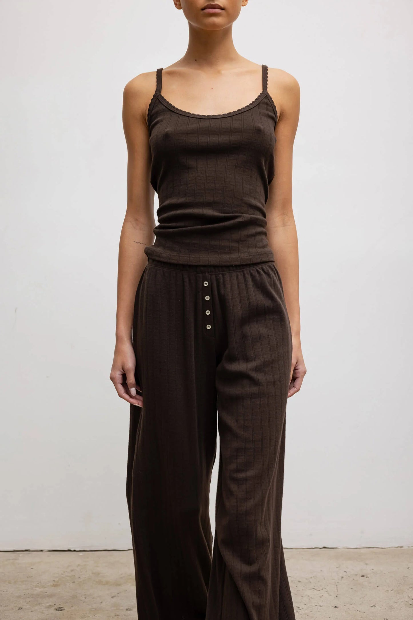 Pointelle Boxer Pant in Choco