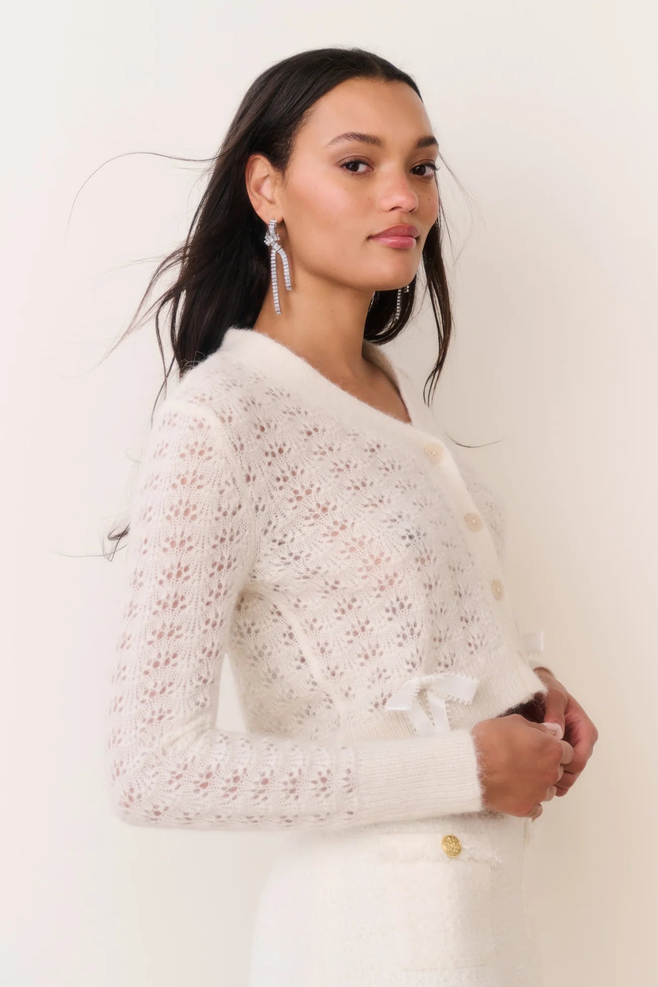 Lilly Alpaca-Blend Bow Cardigan in Frosted Candy