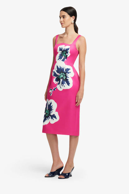 Larissa Midi Dress in Orchid Print