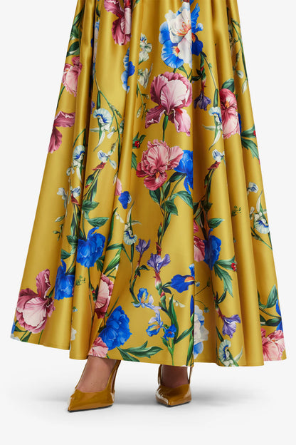 Reinette Skirt in Mustard Garden Print
