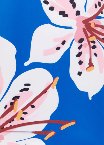 Yvonne Mini Dress in Lily Print Cobalt