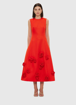 Cleo Sleeveless Midi Dress in Scarlet