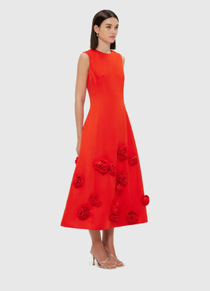 Cleo Sleeveless Midi Dress in Scarlet