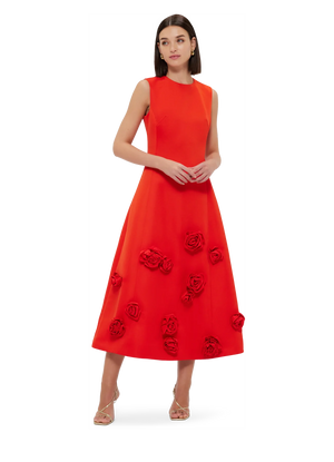 Cleo Sleeveless Midi Dress in Scarlet