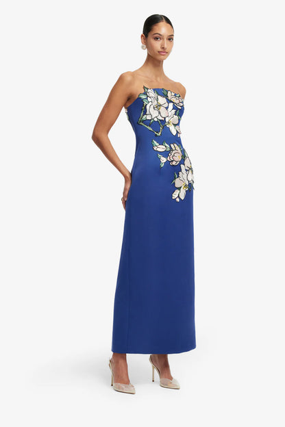 Ava Appliqué Floral Bustier Maxi Dress