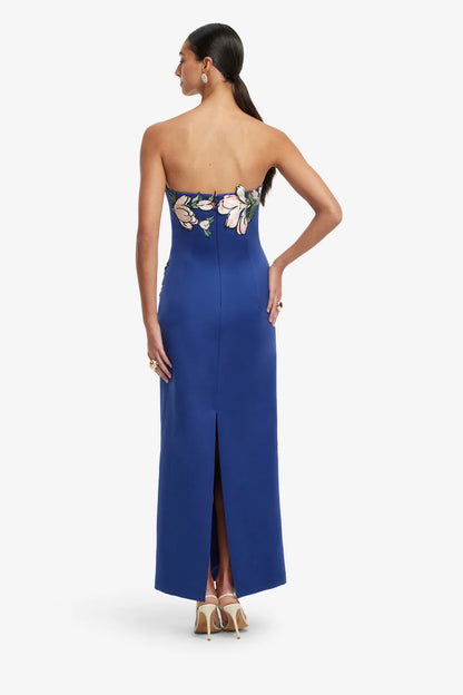 Ava Appliqué Floral Bustier Maxi Dress