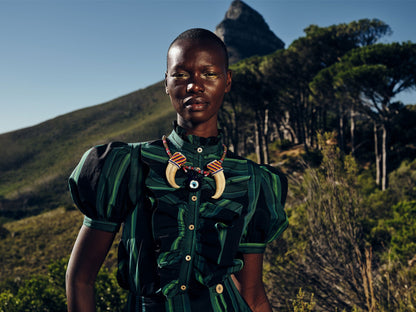 Bibiana Blouse in Ghost Tartan Green