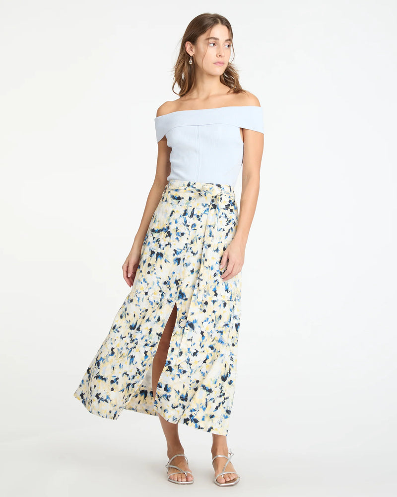 Hudson Skirt in Cream/Maritime Blue Multi