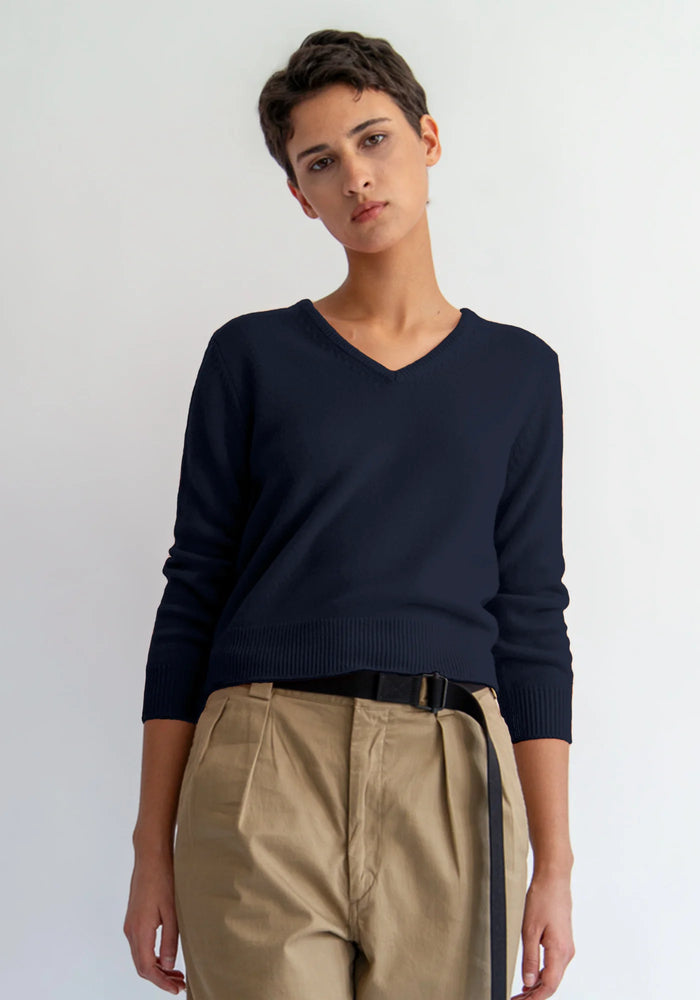 Lia Cashmere Sweater in Navy