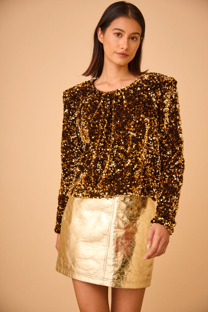 Libby Top in Gold Sequin