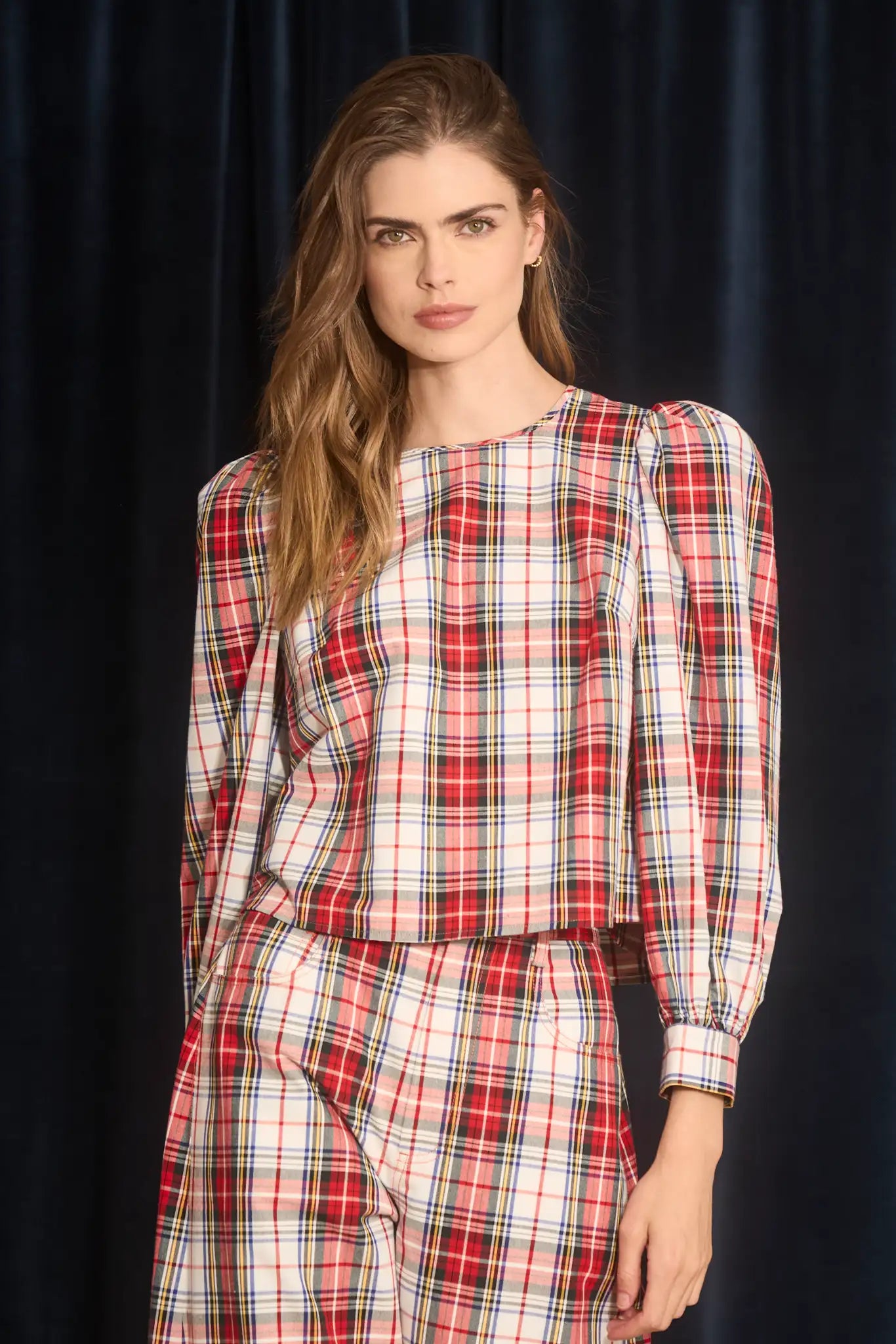 Lottie Top in Carlyle Plaid