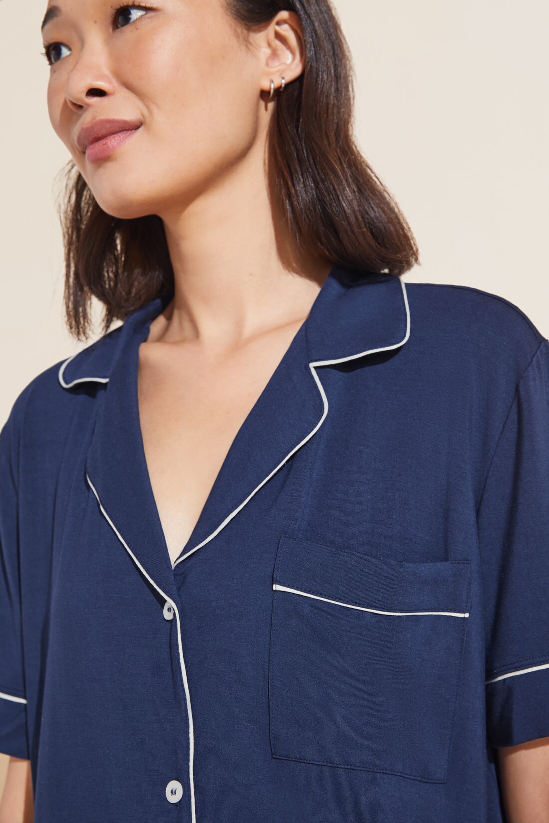 Gisele TENCEL™ Modal Short Sleeve & Pant PJ Set in Navy/Ivory