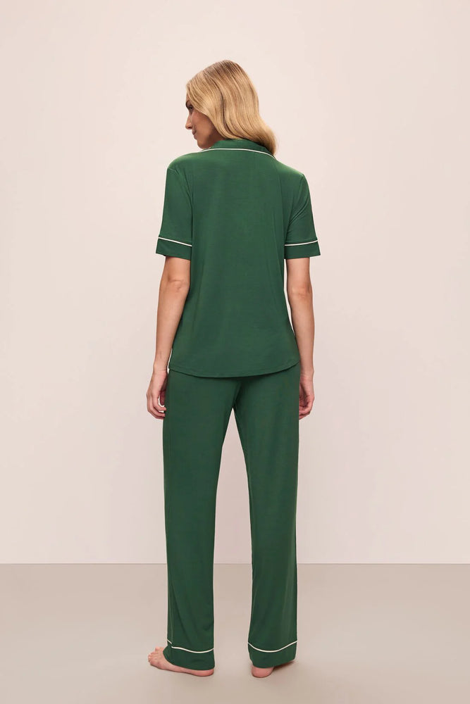 Gisele TENCEL™ Modal Short Sleeve & Pant PJ Set in Forest Green/Ivory