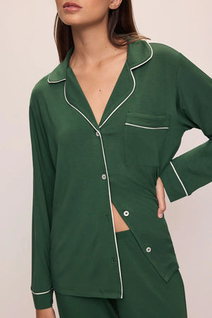 Gisele TENCEL™ Modal Long PJ Set in Forest Green/Ivory