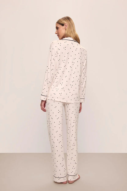 Gisele Printed TENCEL™ Modal Long PJ Set in Little Heart Sorbet Pink/Black