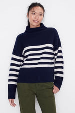 The Lucca Sweater in Navy/Cream