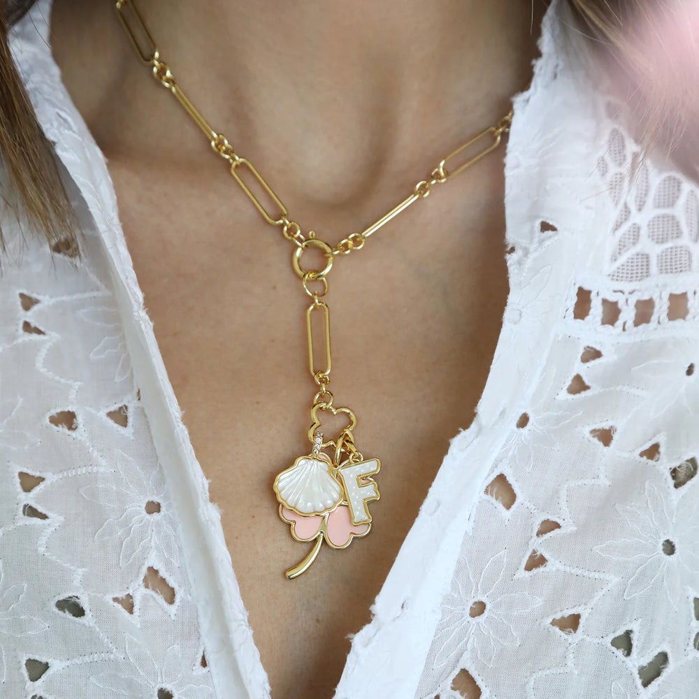 Lucky Clover Charm in Pink Coral