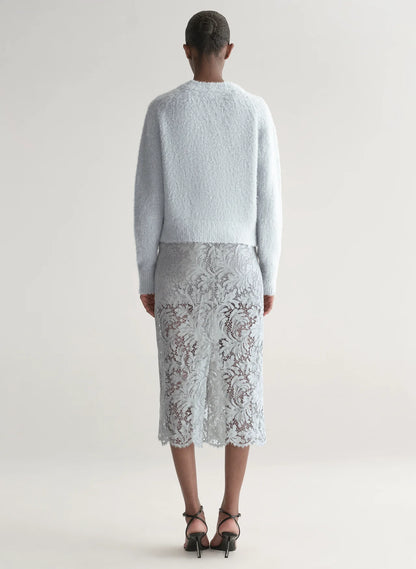 Lydia Lace Midi Skirt in Slate Blue