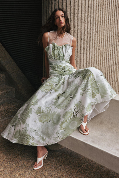 Reflector Gown Olive Native Floral