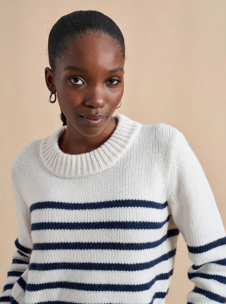 Mini Marin Sweater in Cream/Navy