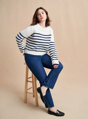 Mini Marin Sweater in Cream/Navy