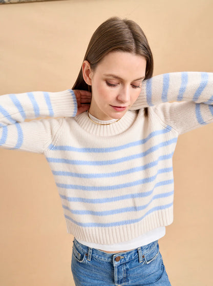 Mini Marin Sweater in Cream/Light Blue