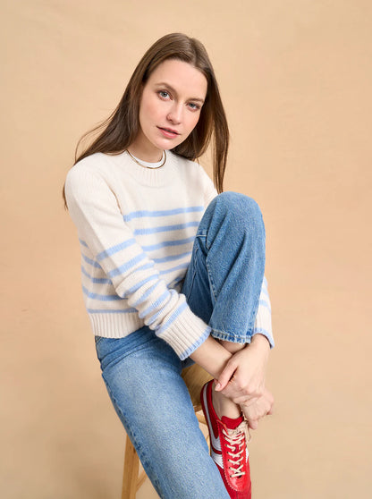 Mini Marin Sweater in Cream/Light Blue
