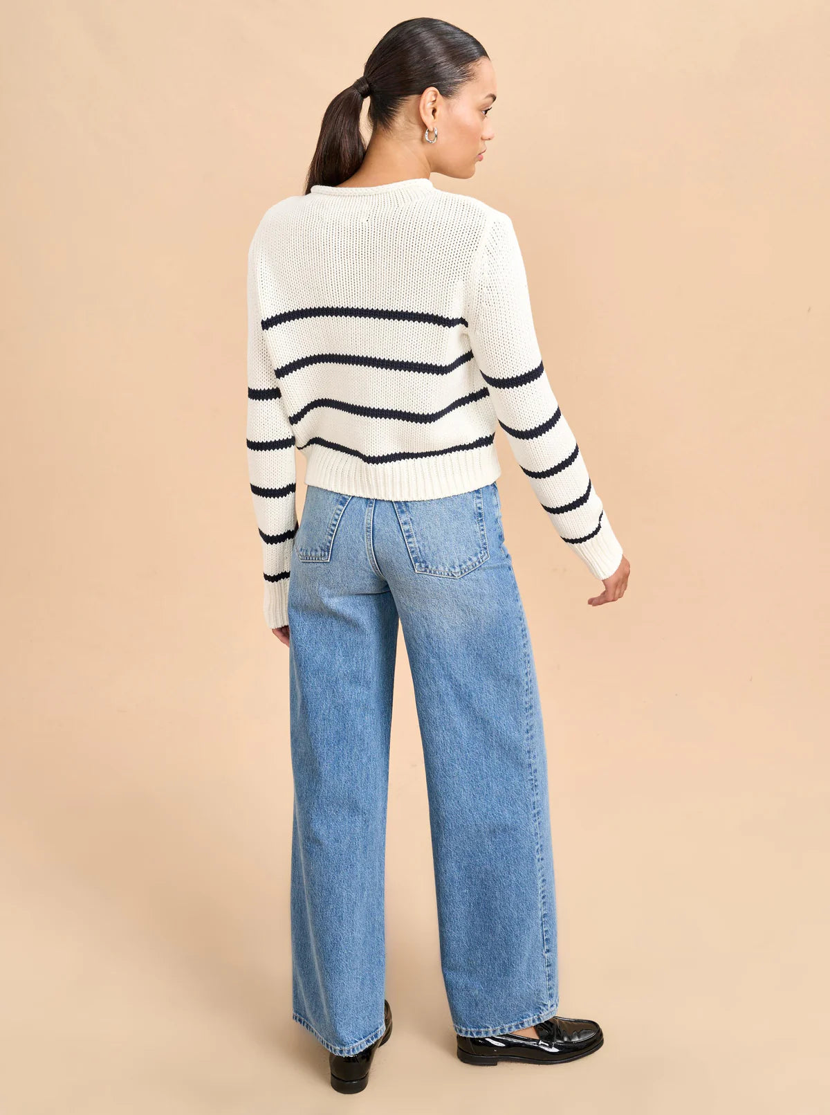Mini Marina Sweater in Cream/Navy