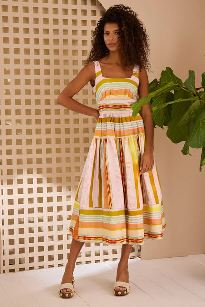 Mara Dress in Abstract Stripe