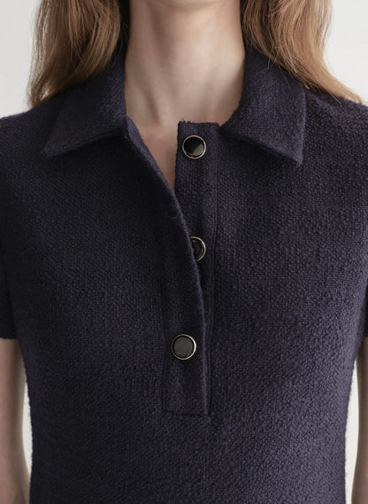 Marcie Cotton Boucle Mini Dress in Deep Navy