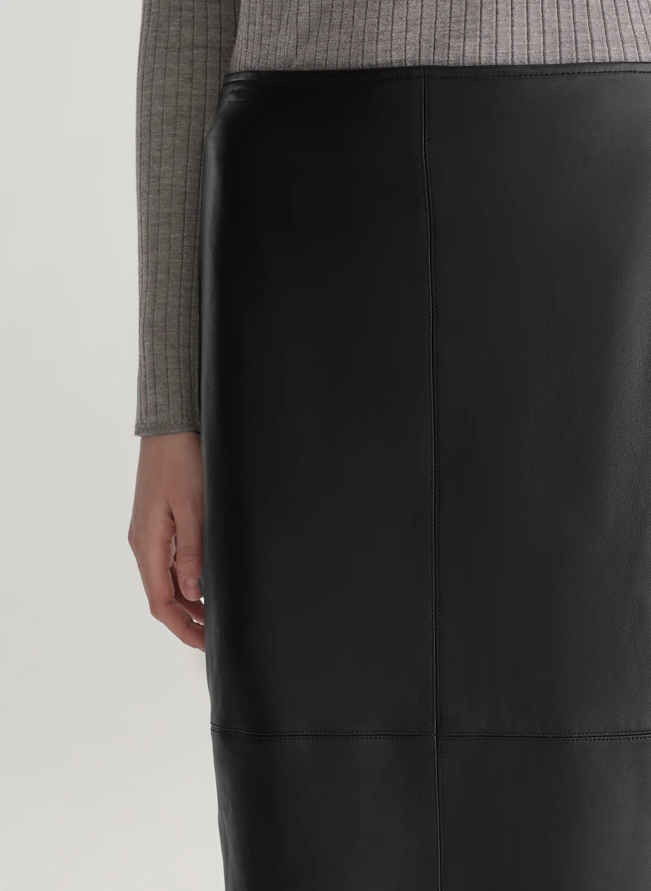 Marta Leather Midi Skirt in Black