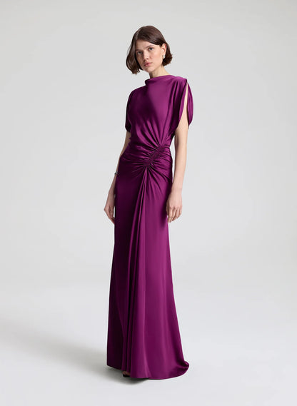 Nadia Satin Gown in Jewel