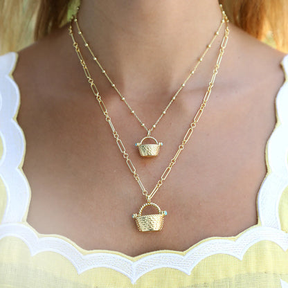 Nantucket Basket Charm in White