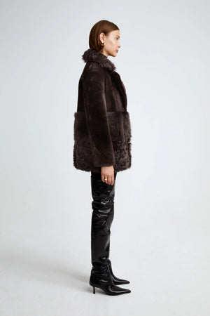 
            
                Load image into Gallery viewer, Anouk Shearling Coat in Chocolate Brown
            
        