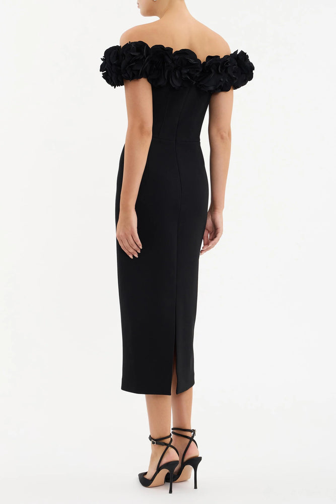 Odetta Midi Dress in Black