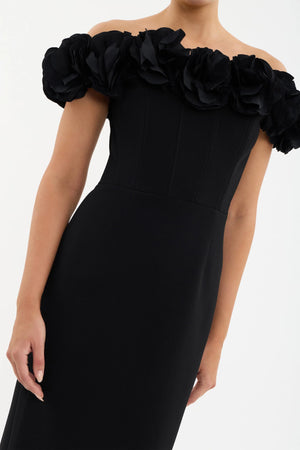 Odetta Midi Dress in Black