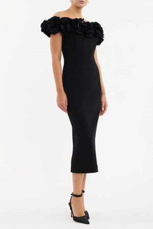 Odetta Midi Dress in Black