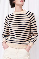 Phoebe Stripe Sweater in Natural/Navy