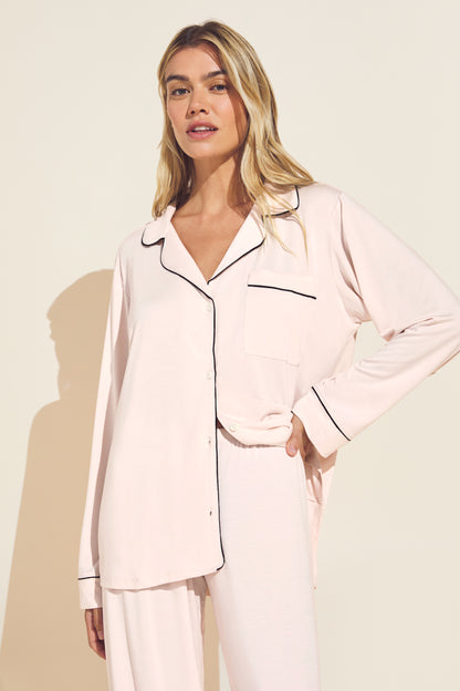 Gisele TENCEL™ Modal Long PJ Set in Sorbet Pink/Black