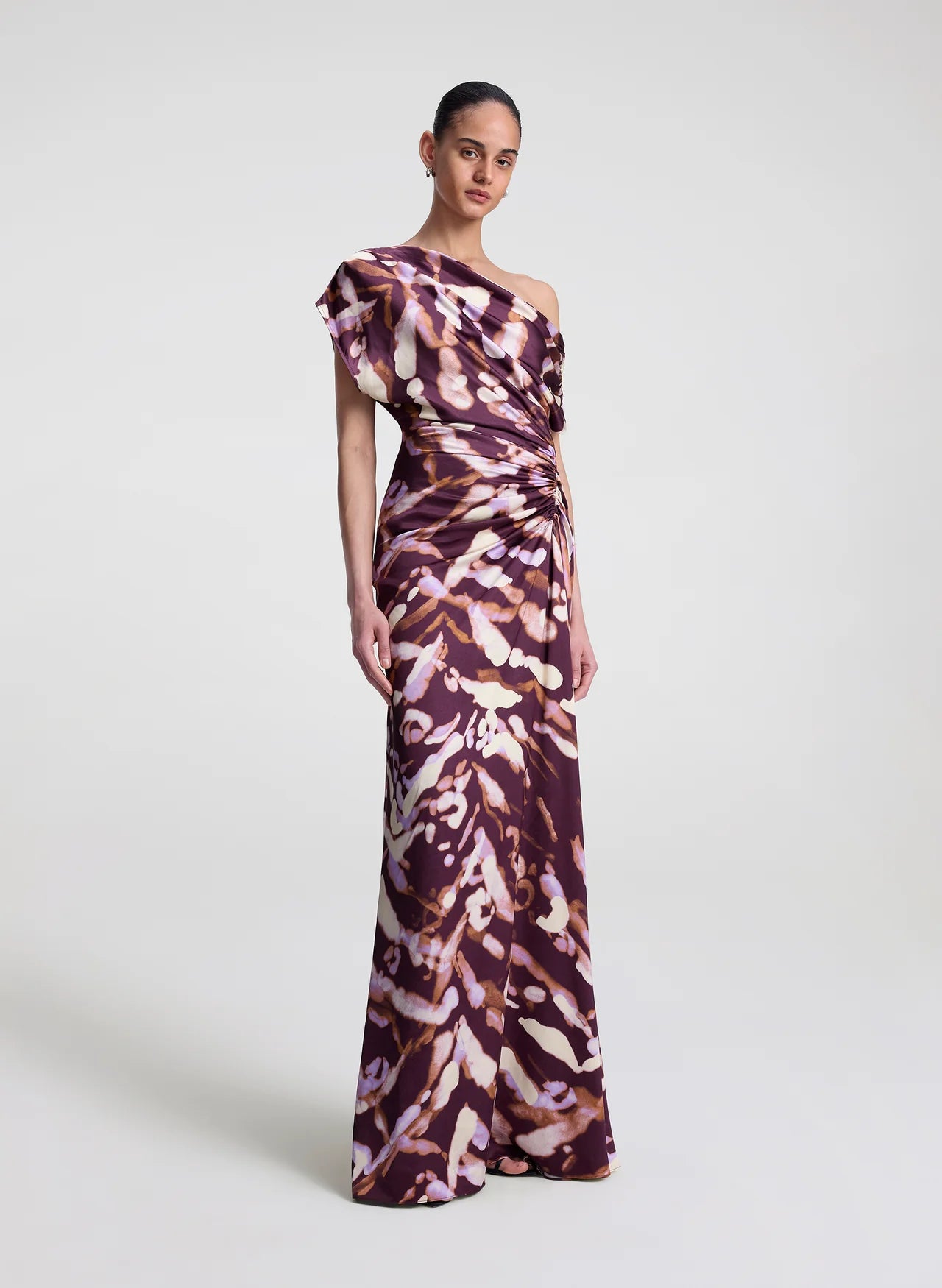 Poppy Satin Gown in Plum/Violet