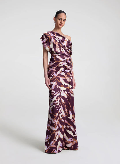 Poppy Satin Gown in Plum/Violet