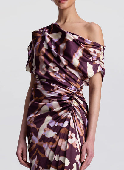Poppy Satin Gown in Plum/Violet