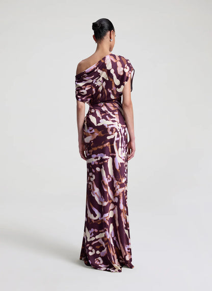 Poppy Satin Gown in Plum/Violet