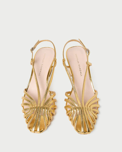 Priscilla Gold Lattice Heeled Sandal