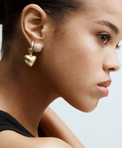 The Puffy Heart Gold Earrings